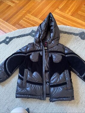 Moncler Kids LIMITED EDITION Black BATMAN Hooded Puffer Jacket